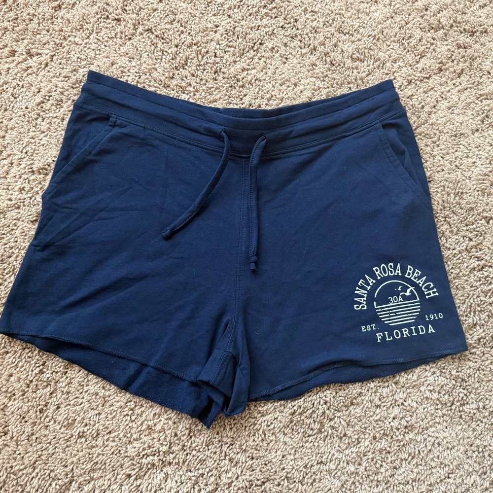 Navy Blue Women’s casual shorts with Santa Rosa Beach logo